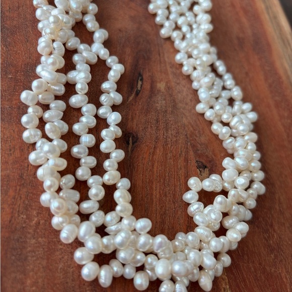 VTG 18" Oval White Biwa Cultured Freshwater Multi Pearl Strand Silver Mg Closure - Picture 3 of 7